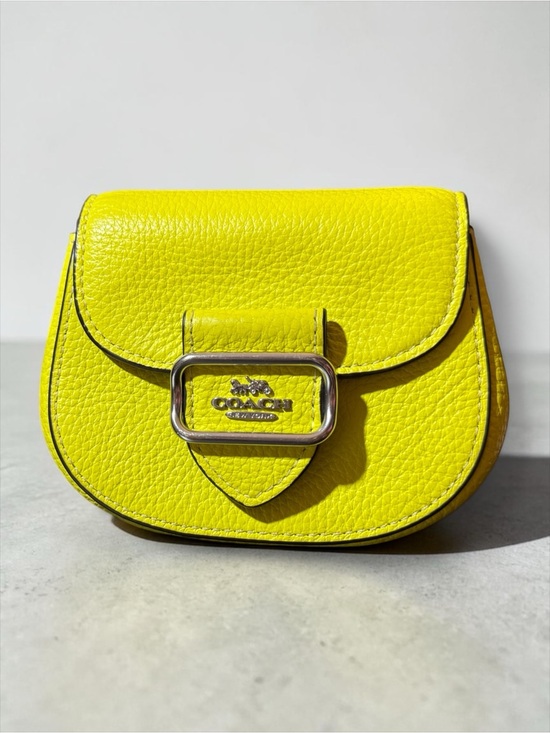 Coach Handbags - Coach Mini Pebbled Leather Crossbody in Bright Yellow w/Silver Hardware, Rare!